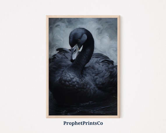 Vintage Swan Print Black Lake Swan Print Black Swan Art Black Swan Poster Nursery Prints Wall Art
