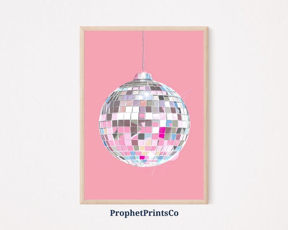 Pink Girly Trendy Disco Ball Poster Print Glam Wall Art Party Decor Gift Modern Home Dcor Wall Art