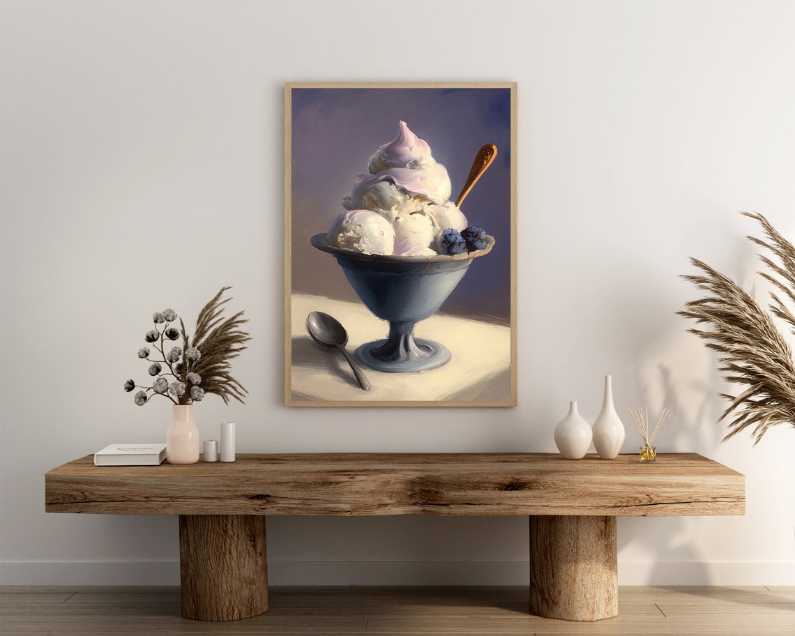 Soft Serve Ice Cream Sundae With Berries In Dark Goblet Dessert Poster - Image 3