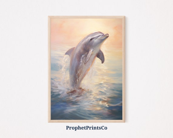 Dolphin Art Dolphin Painting Coastal Beach Art Nursery Print Dolphin Lover Gift Ocean Art Wall Art