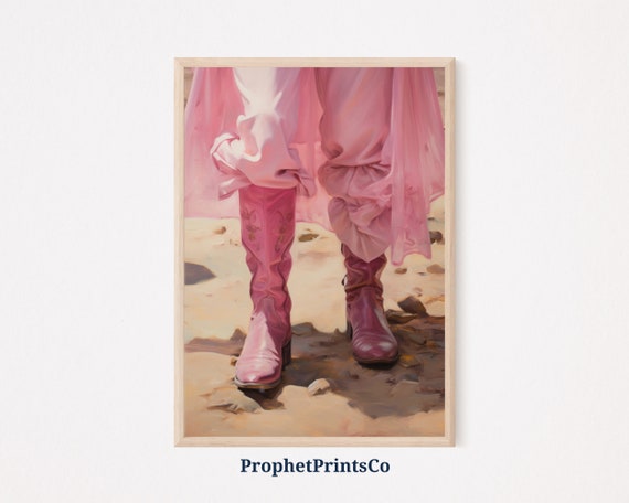 Girly Western Wall Art Girly Apartment Decor Retro Print Pink Cowgirl Poster Trendy Wall Art Wall Art