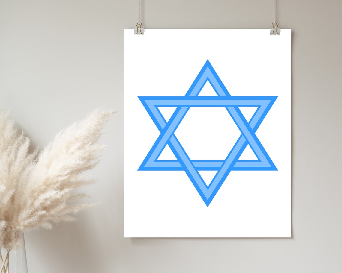Blue Star of David Minimalist Geometric Jewish Symbol Poster - Image 2