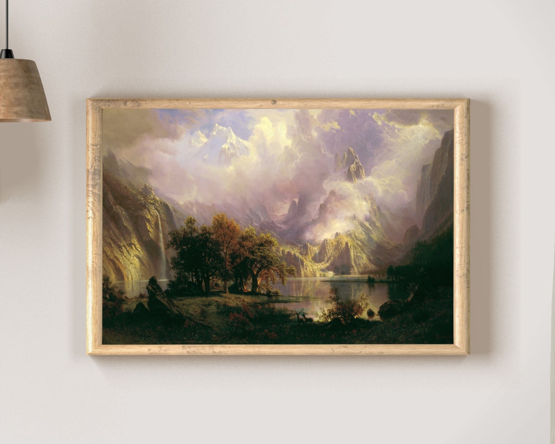 Albert Bierstadt Rocky Mountain Lake Sunset Vintage Landscape Poster - Image 2