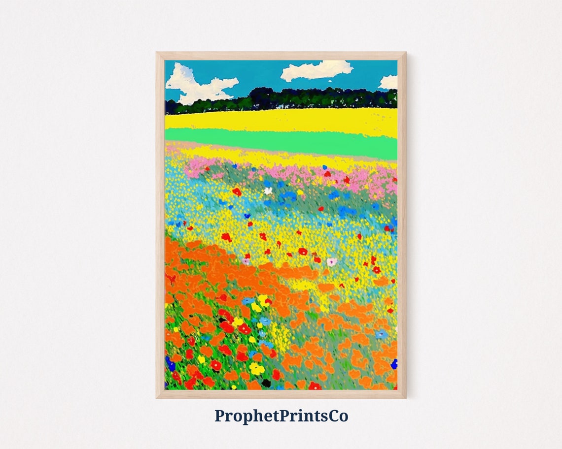 Impressionist Wildflower Meadow With Orange Poppies Art Poster