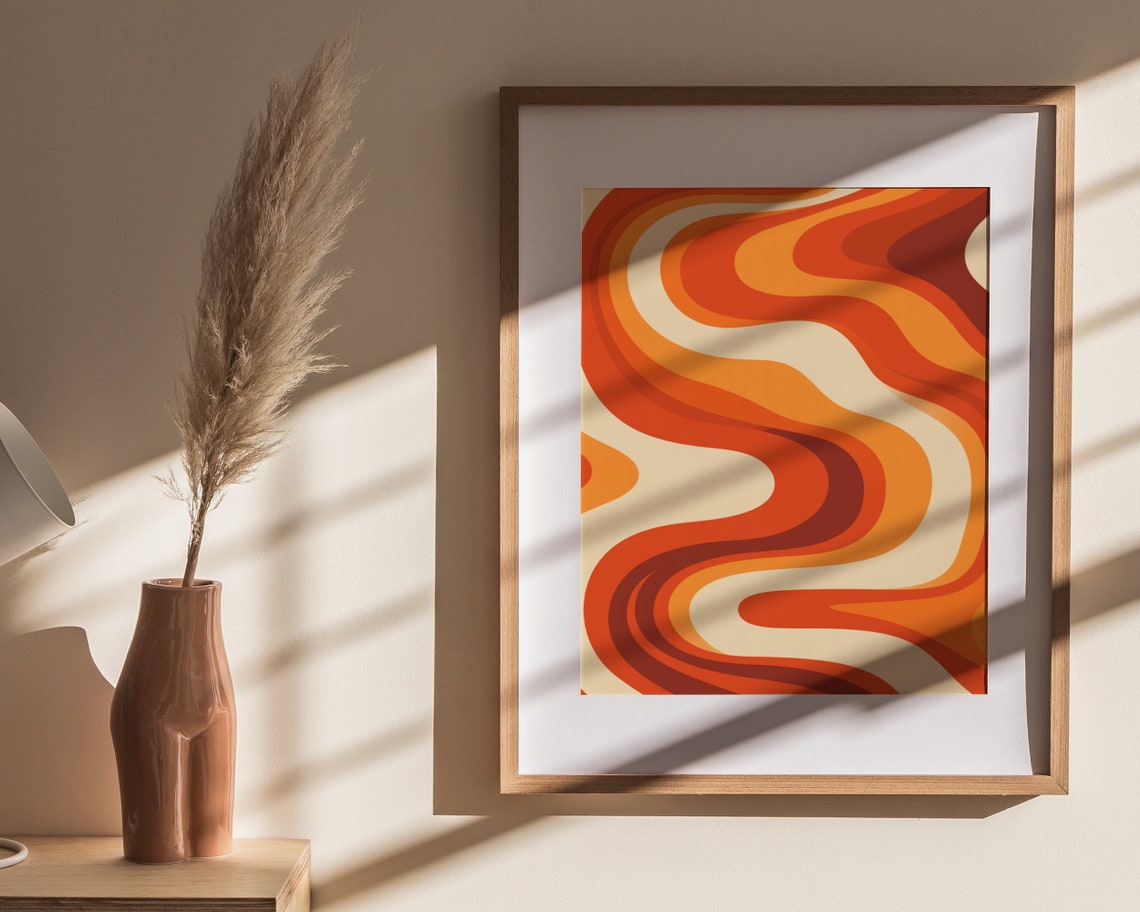 Hypnotic Burnt Orange Retro Swirl 70s Groovy Psychedelic Art Poster - Image 4