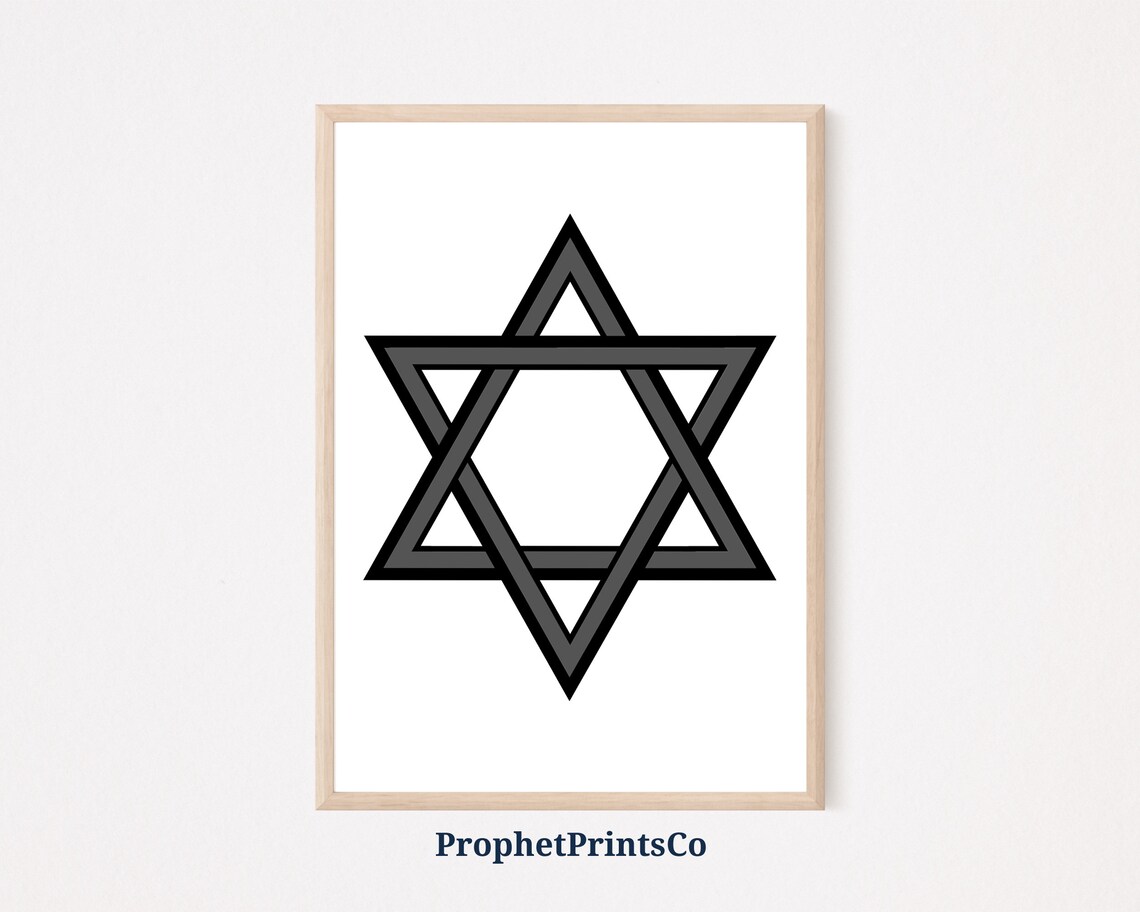 Black Star of David Minimalist Jewish Religious Symbol Art Poster