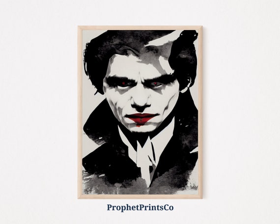 Digitial Vampire Painting Poster Print Gothic Wall Art Vampire Lover Gift Horror Home Dcor Wall Art