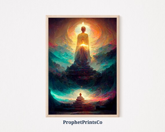Enlightenment Ascension Cosmic Buddha Glow Meditation Poster