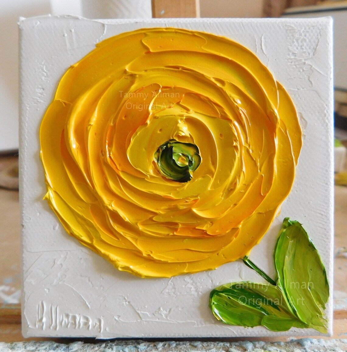 Custom Ranunculus Impasto Oil Painting Wall Art Print - Image 3