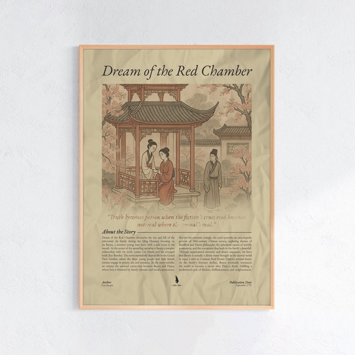 Dream of the Red Chamber Cao Xueqin Classic Chinese Novel Wall Poster
