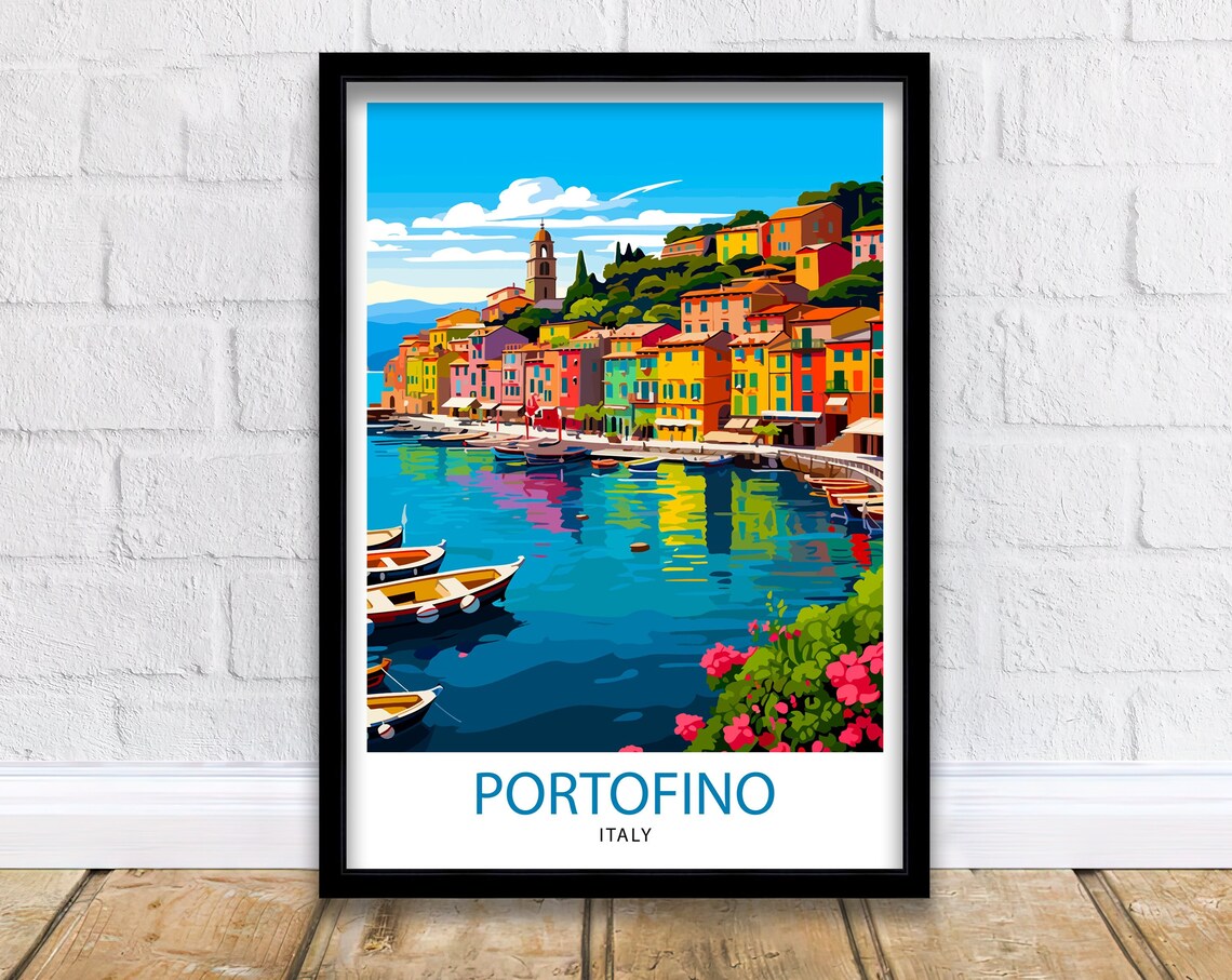 Portofino Italy Travel Poster, Portofino Wall Decor