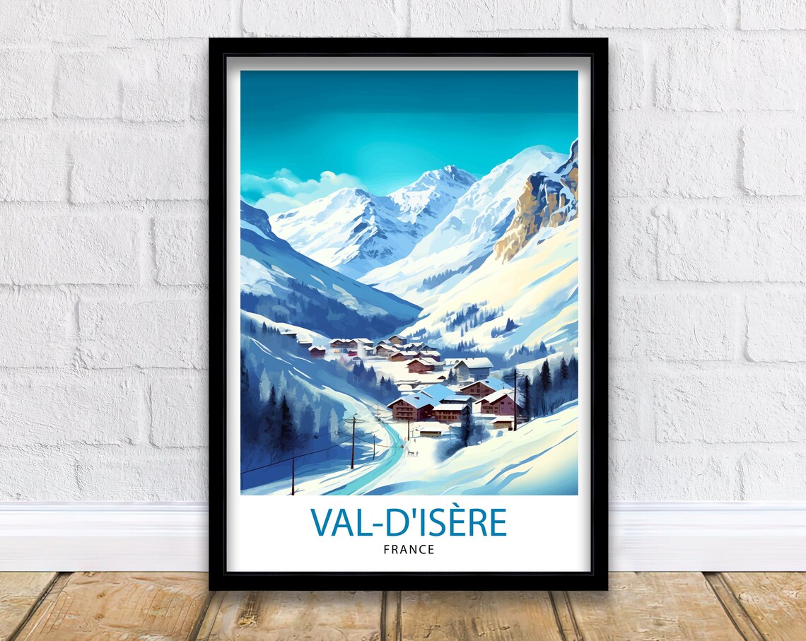 Val d'Isère France Alpine Ski Village Winter Wonderland Travel Poster