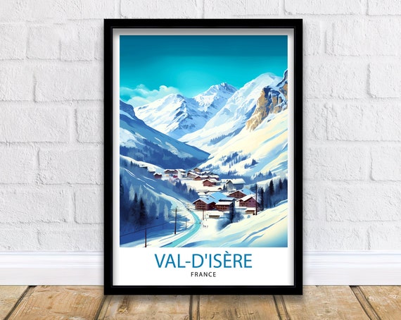 Val Disere Travel Print Ski Poster Travel Poster Ski Print Val Disere Poster French Alps Skiing Skiing Wall Art Skiing Poster