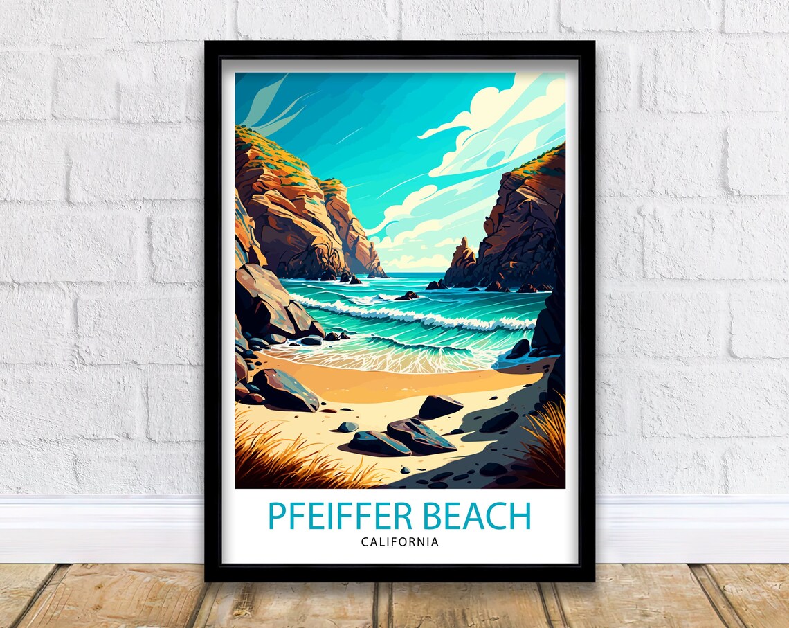 Pfeiffer Beach California Rocky Cove Turquoise Ocean Waves Poster
