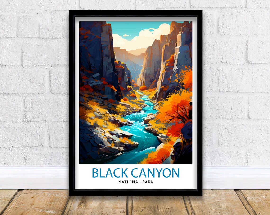 Black Canyon National Park Colorado Autumn River Gorge Travel Poster