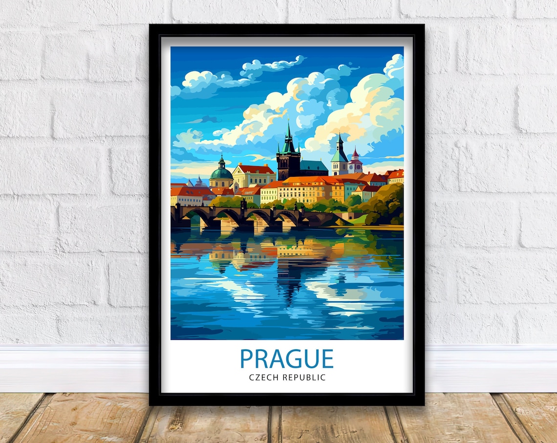 Prague Czech Republic Travel Poster, Europe Decor