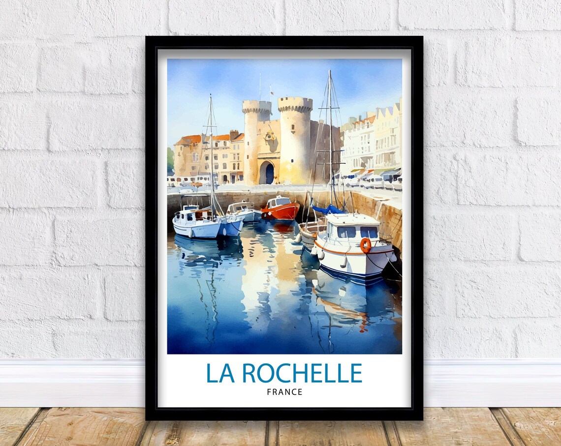 La Rochelle France Illustration Travel Poster