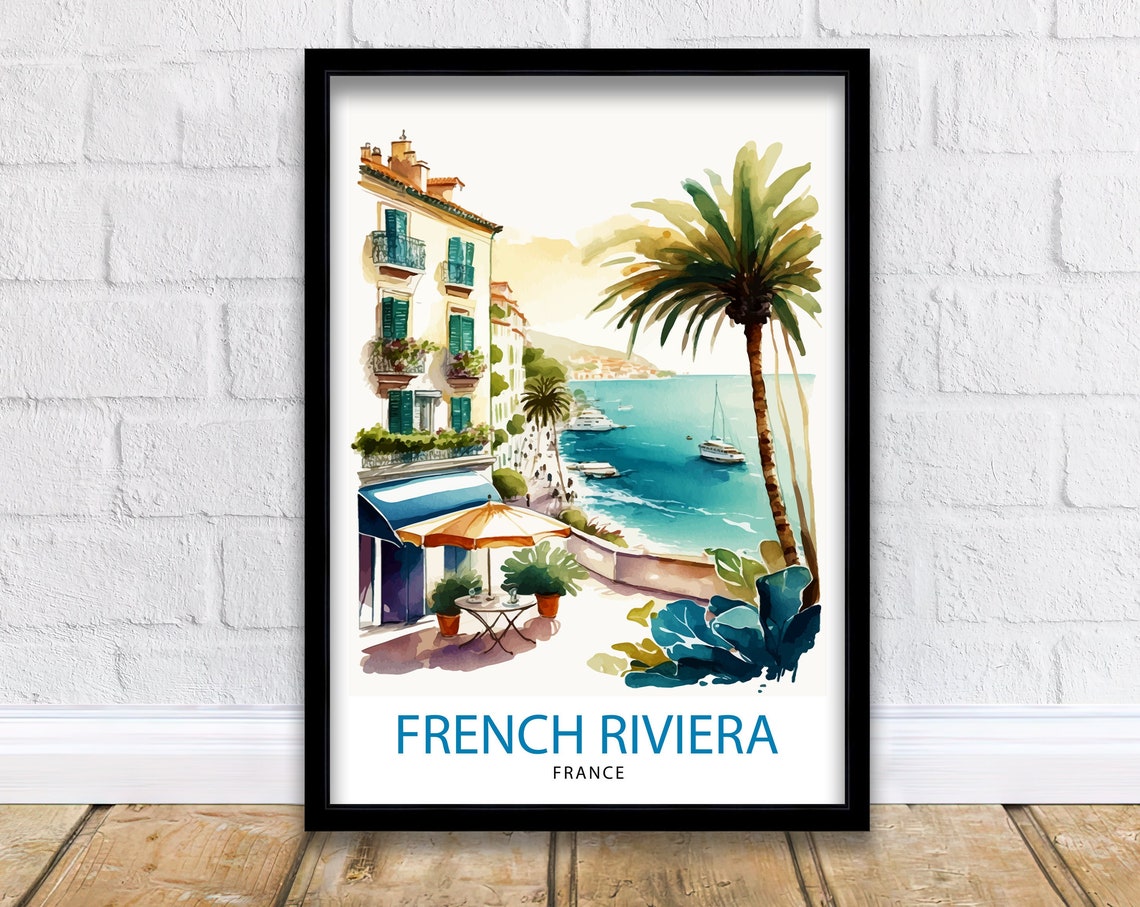 French Riviera Travel Print Riviera Wall Decor French Riviera Poster Mediterranean Travel Prints Riviera Art Print French Riviera