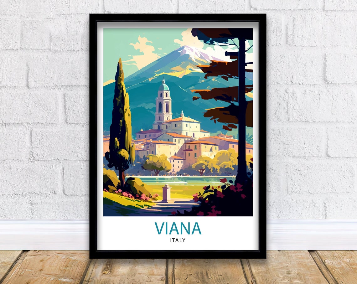 Viana Italy Travel Print Viana Wall Decor Viana Home Living Decor Viana Italy Illustration Travel Poster Gift For Viana Italy Home Decor