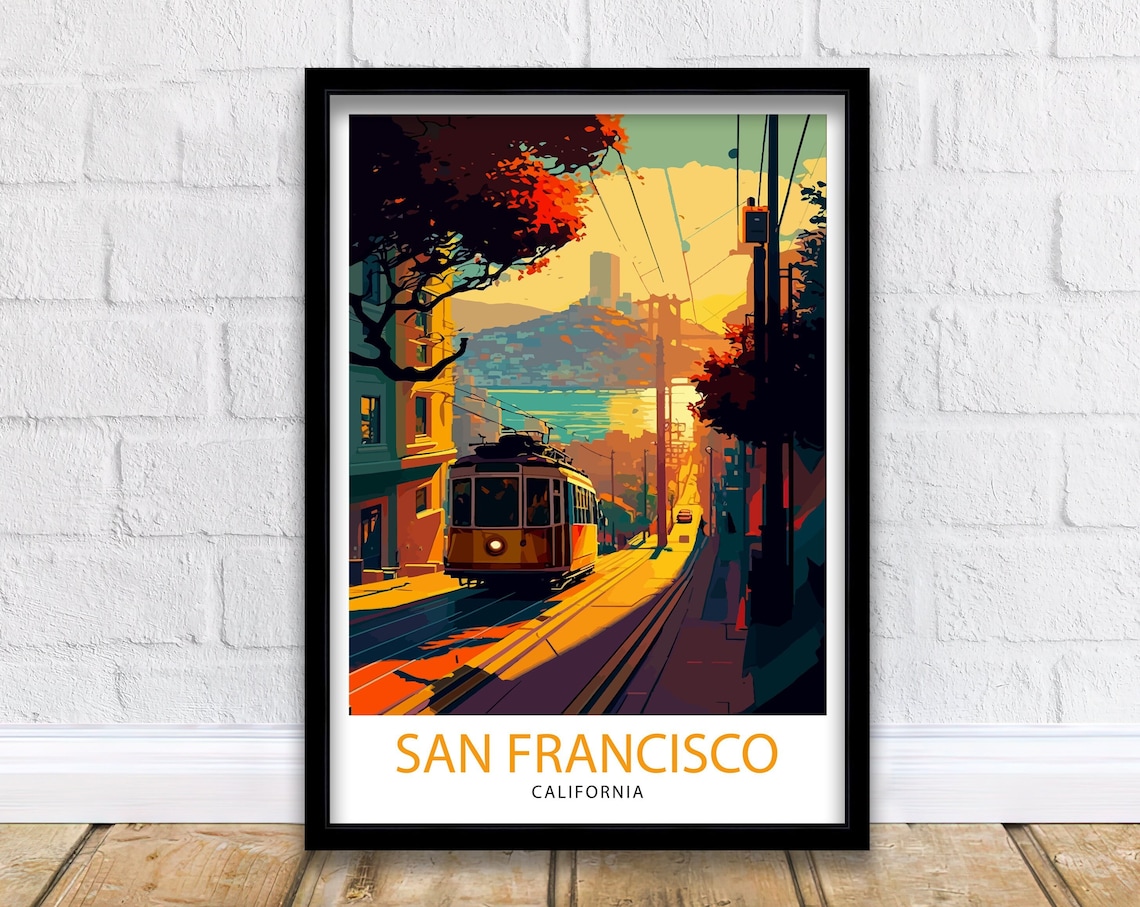 San Francisco Travel Poster, California Illustration