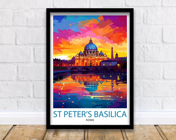 St Peters Basilica Travel Print Vatican City Wall Decor St Peters Poster Vatican Travel Prints St Peters Art Print Vatican