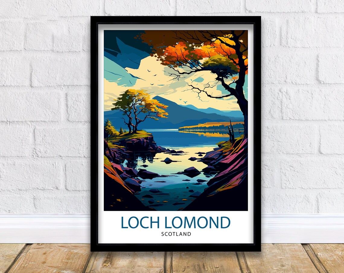 Loch Lomond Travel Poster, Scotland Illustration