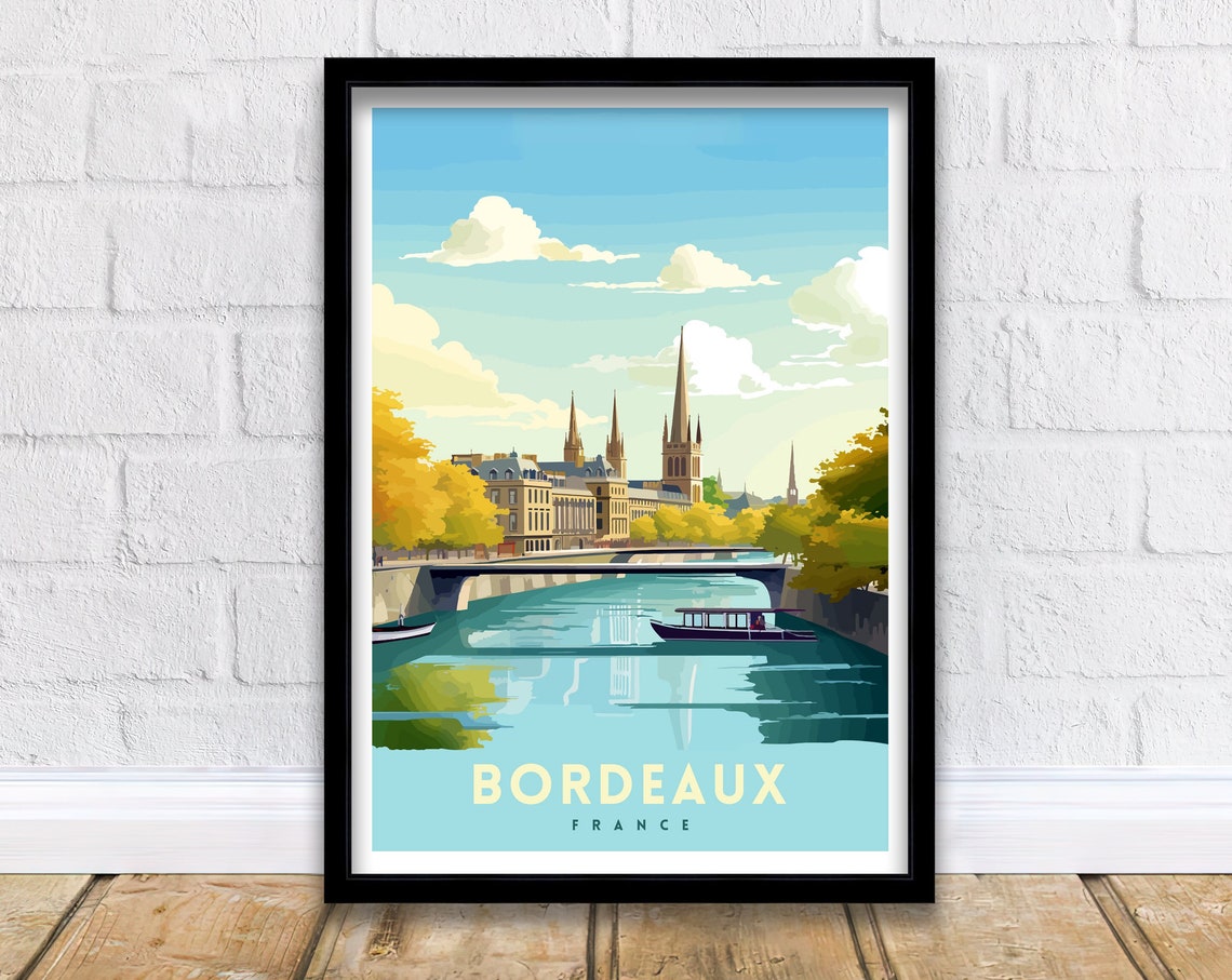 Bordeaux France Travel Print Bordeaux Wall Decor Bordeaux Poster France Travel Prints Bordeaux Art Print Bordeaux Illustration Bordeaux