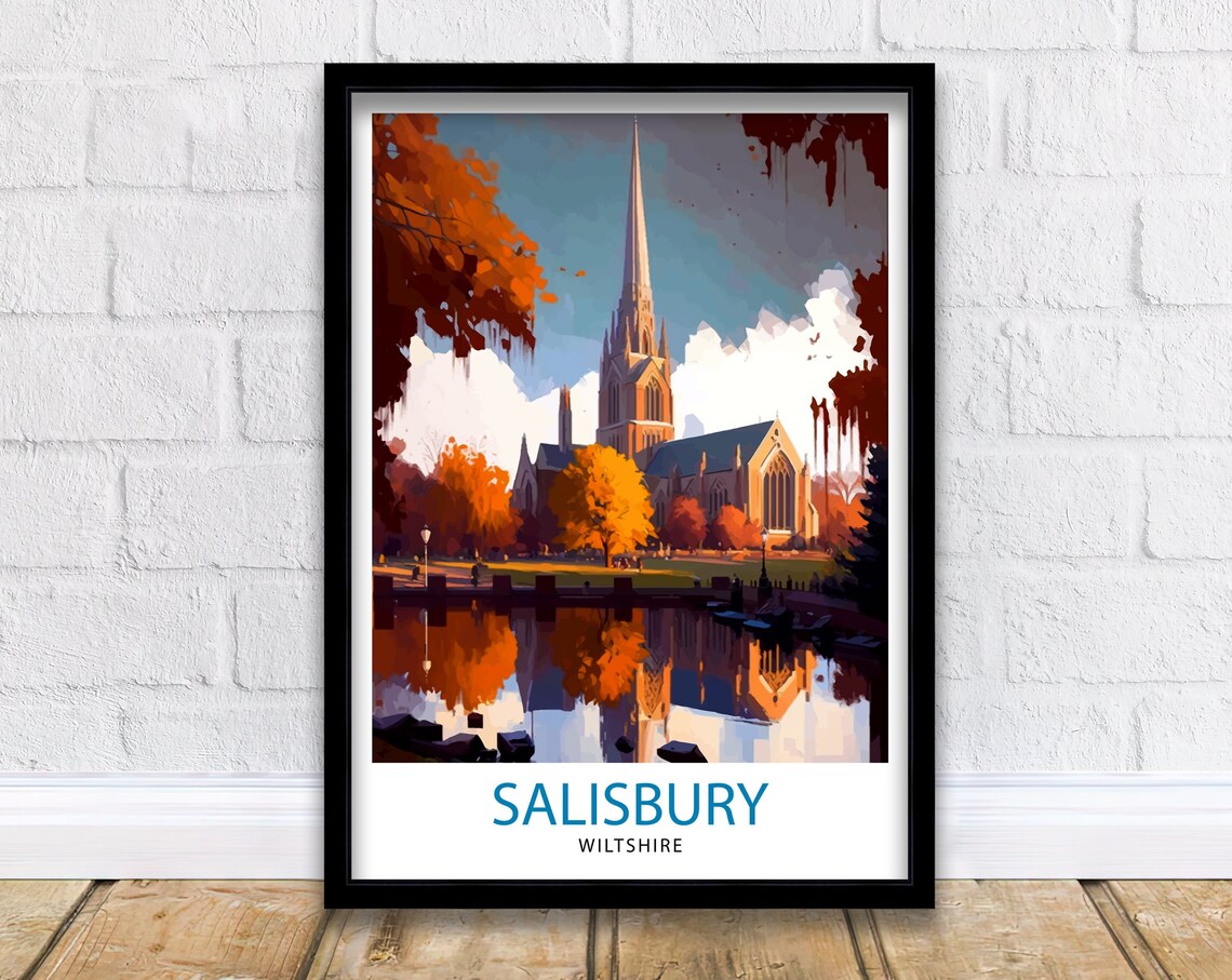 Salisbury Wiltshire Travel Poster, Wall Decor