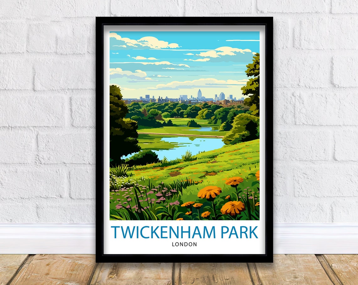 Twickenham Park London Travel Print London Wall Decor Twickenham Park Poster Uk Travel Prints London Art Print Twickenham Park Illustration
