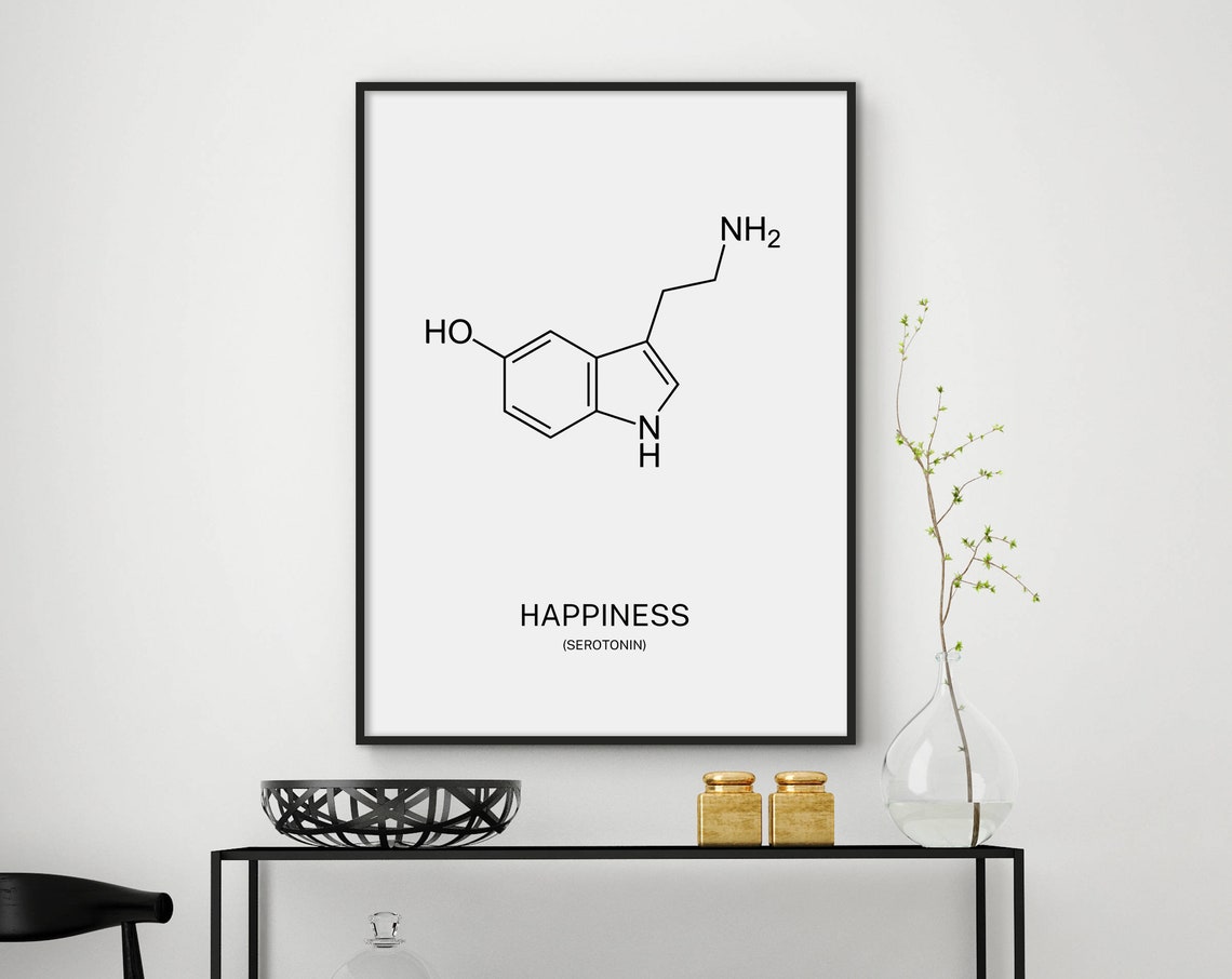 Serotonin Molecule of Happiness Minimalist Science Art Poster
