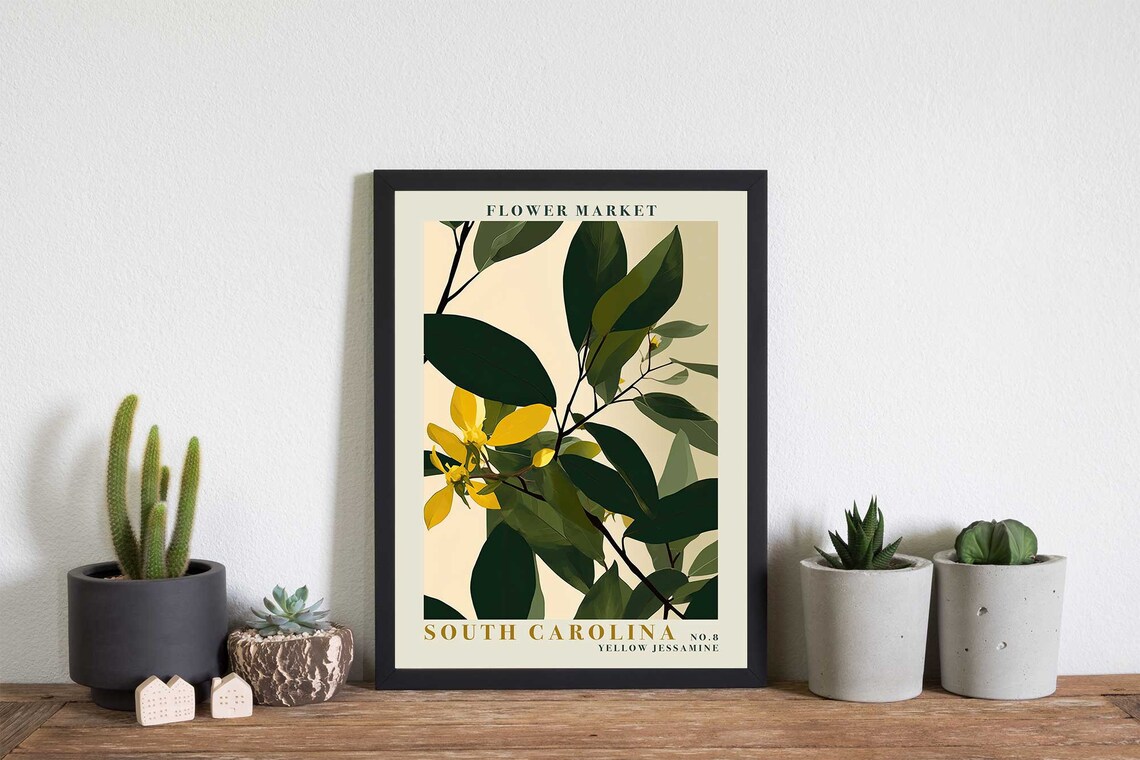 South Carolina Yellow Jessamine Flower Market Botanical Poster - Image 5