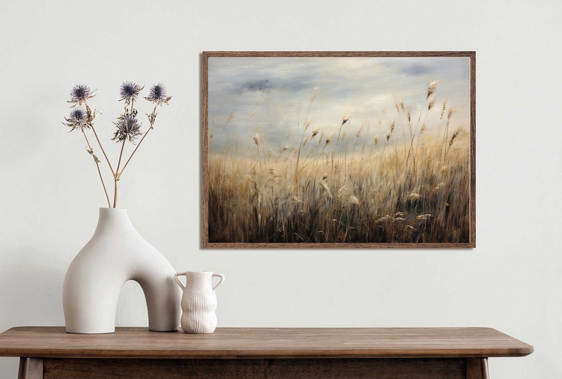 Wildflower Landscape Painting Vintage Landscape Art Print Antique Oil Painting Wall Art Art Print 107 - Image 2
