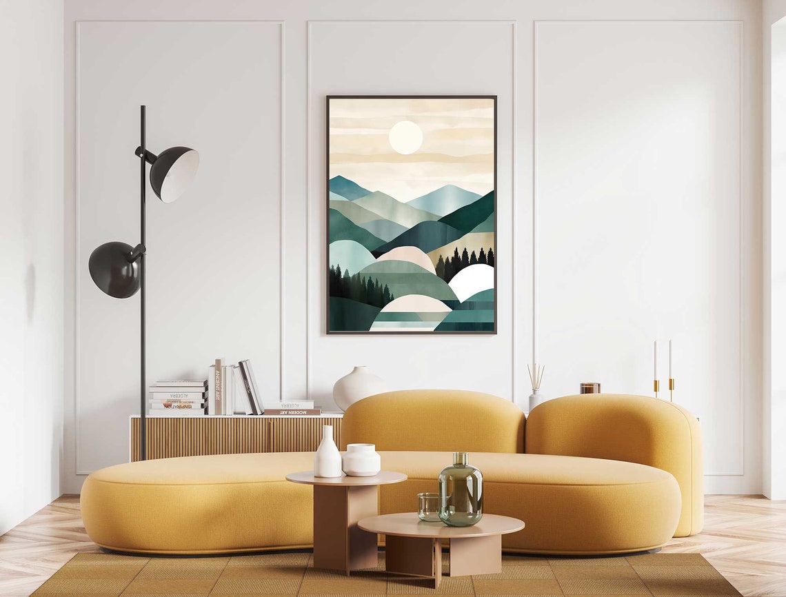 Mid Century Modern Minimalist Mountain Wall Art Boho Decor - Image 5