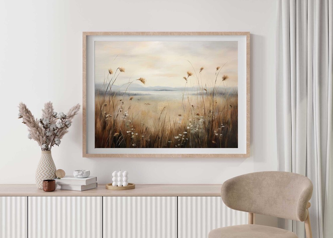 Wildflower Landscape Painting Vintage Landscape Art Print Antique Oil Painting Wall Art Art Print 105 - Image 2