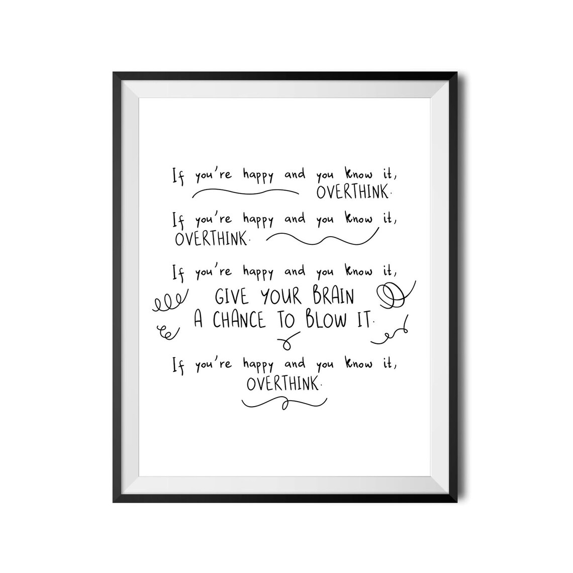 If You Are Happy and You Know It Overthink Funny Parody Poster - Image 3