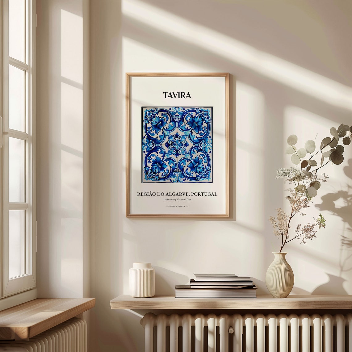 Tavira Algarve Portugal Blue and White Tile Home Decor Poster - Image 3