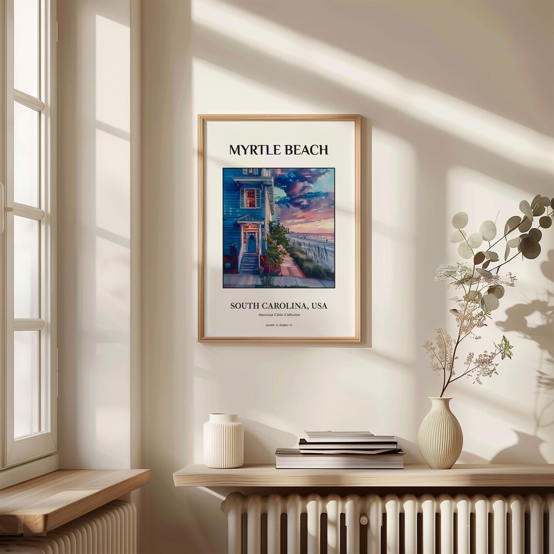 Myrtle Beach South Carolina Sunset Watercolor Travel Wall Poster - Image 3