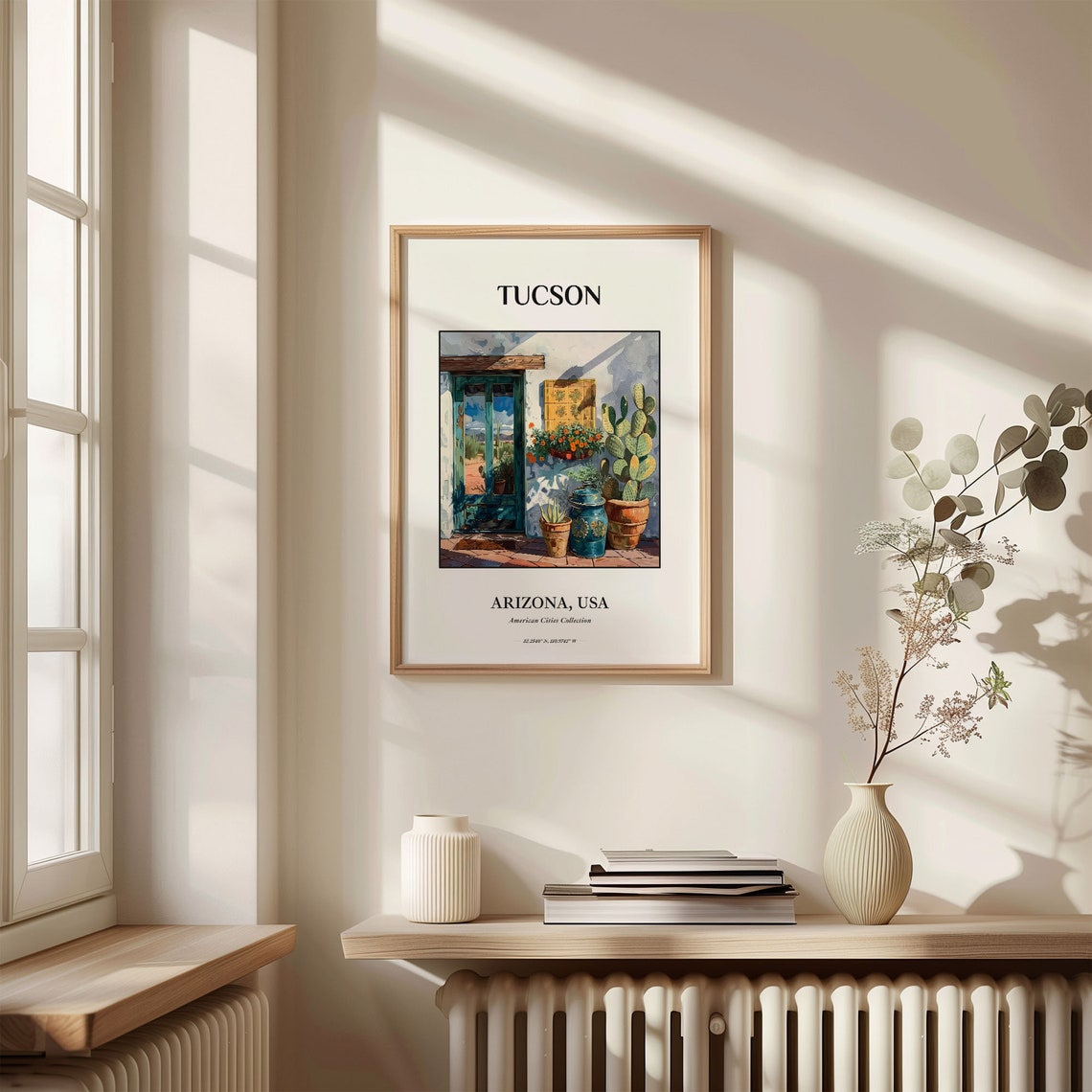 Tucson Arizona Southwest Adobe Doorway Cactus Desert Scene Poster - Image 3
