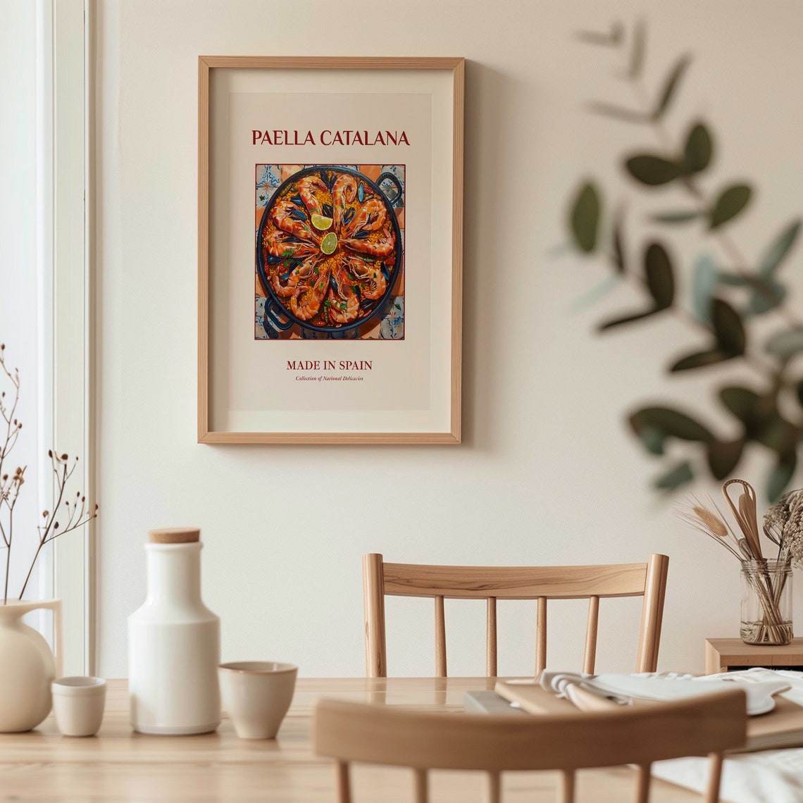 Paella Catalana Spanish Shrimp Seafood Pan Tile Art Kitchen Poster - Image 3