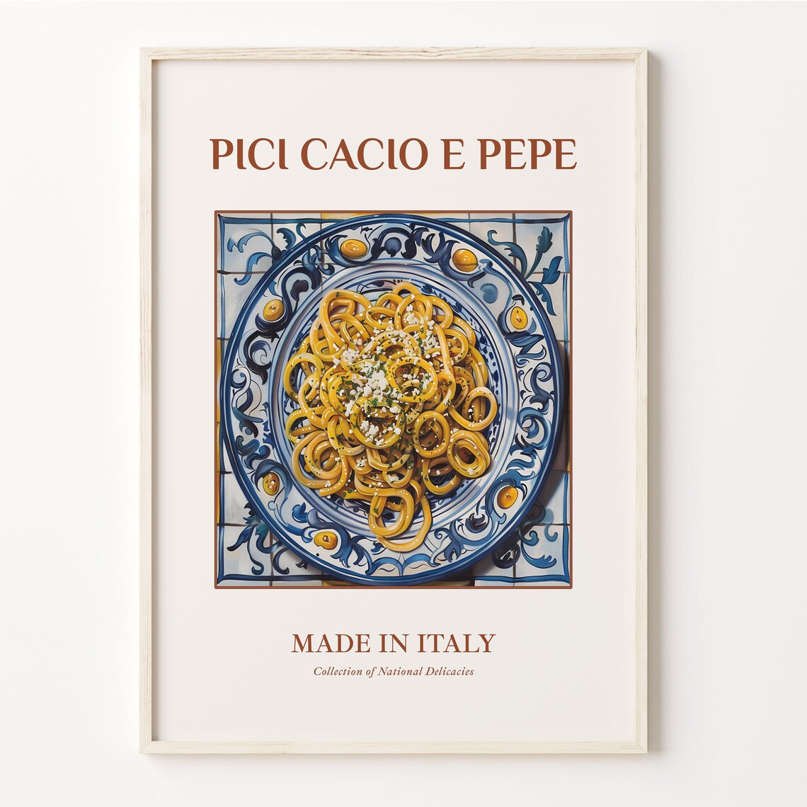 Pici Cacio E Pepe Italian Pasta National Delicacy Food Poster