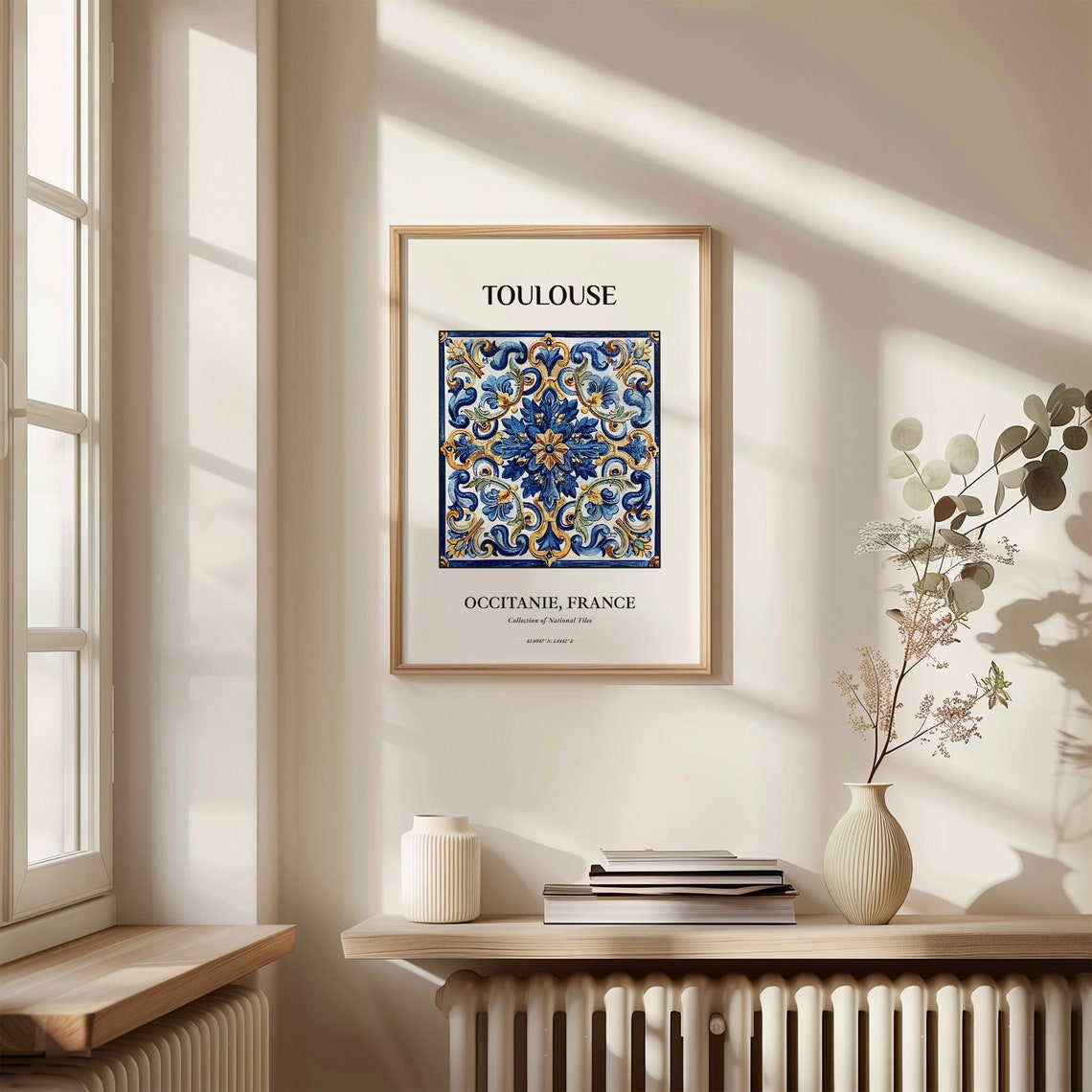 Toulouse Occitanie France Tile Poster with Blue Gold Rosette - Image 3