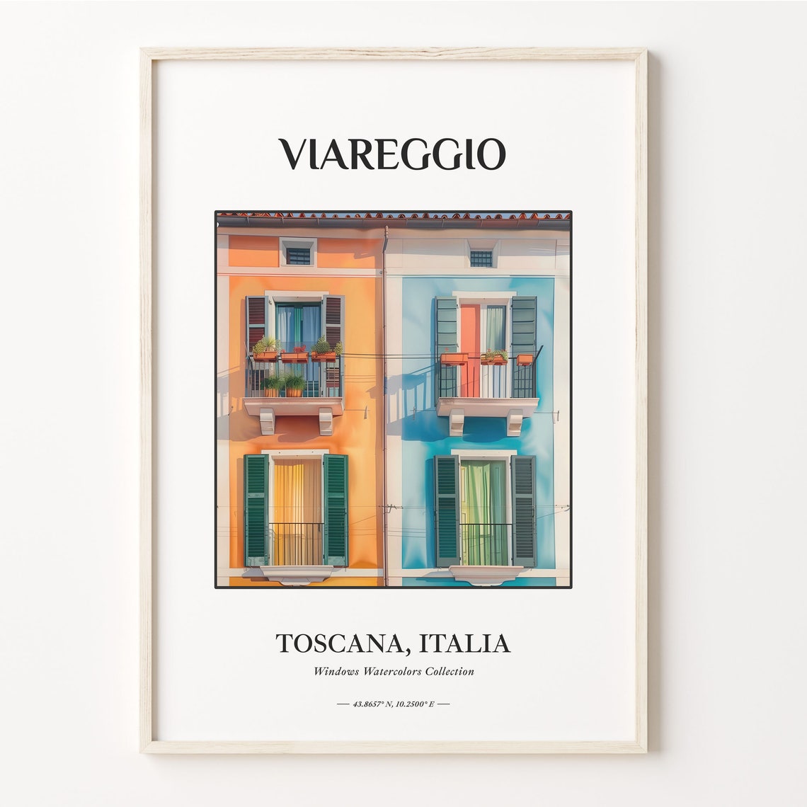 Viareggio Toscana Italy Watercolor Window Facade Art Travel Poster