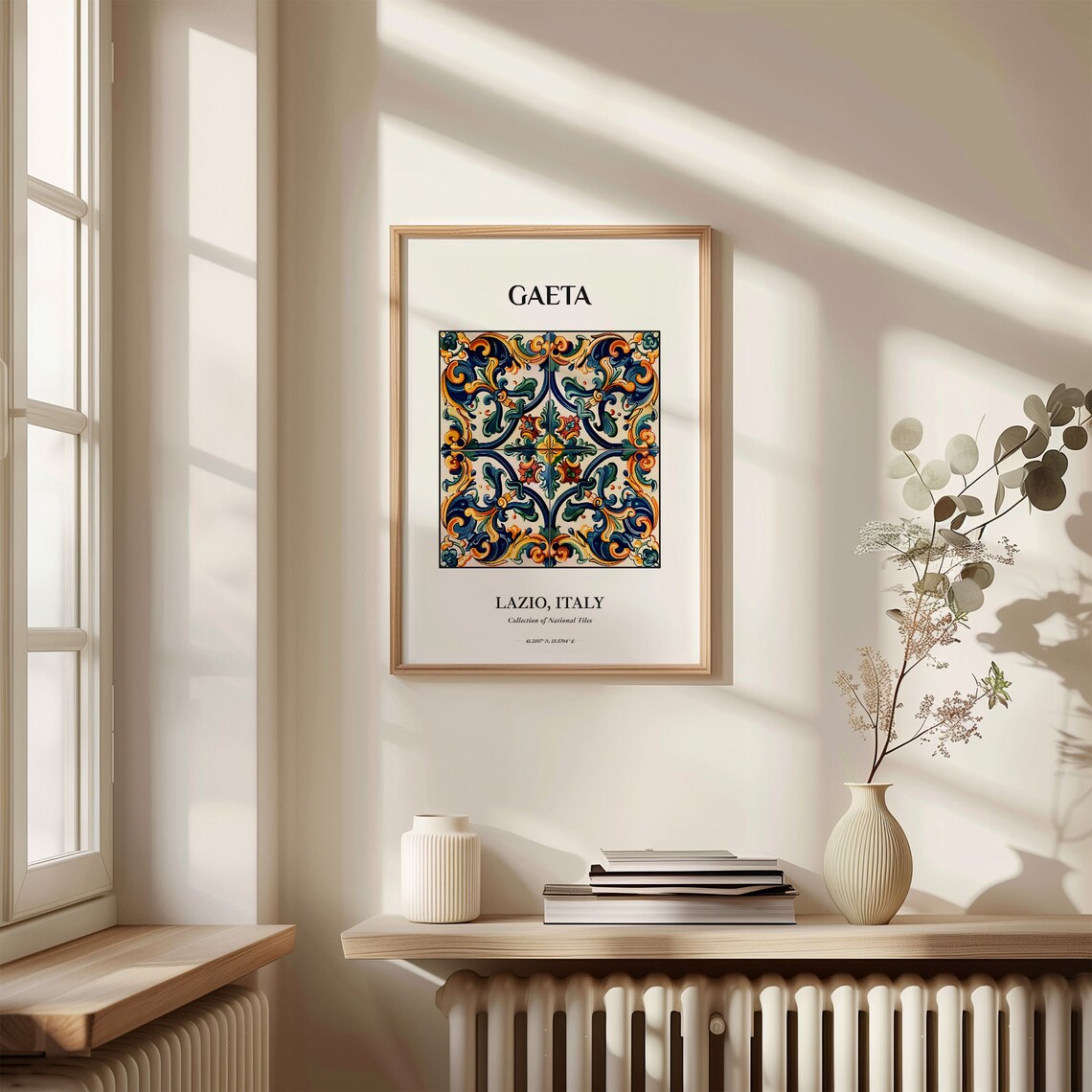 Gaeta Italy Lazio Blue Gold Baroque Tile Art Travel Poster Decor - Image 3