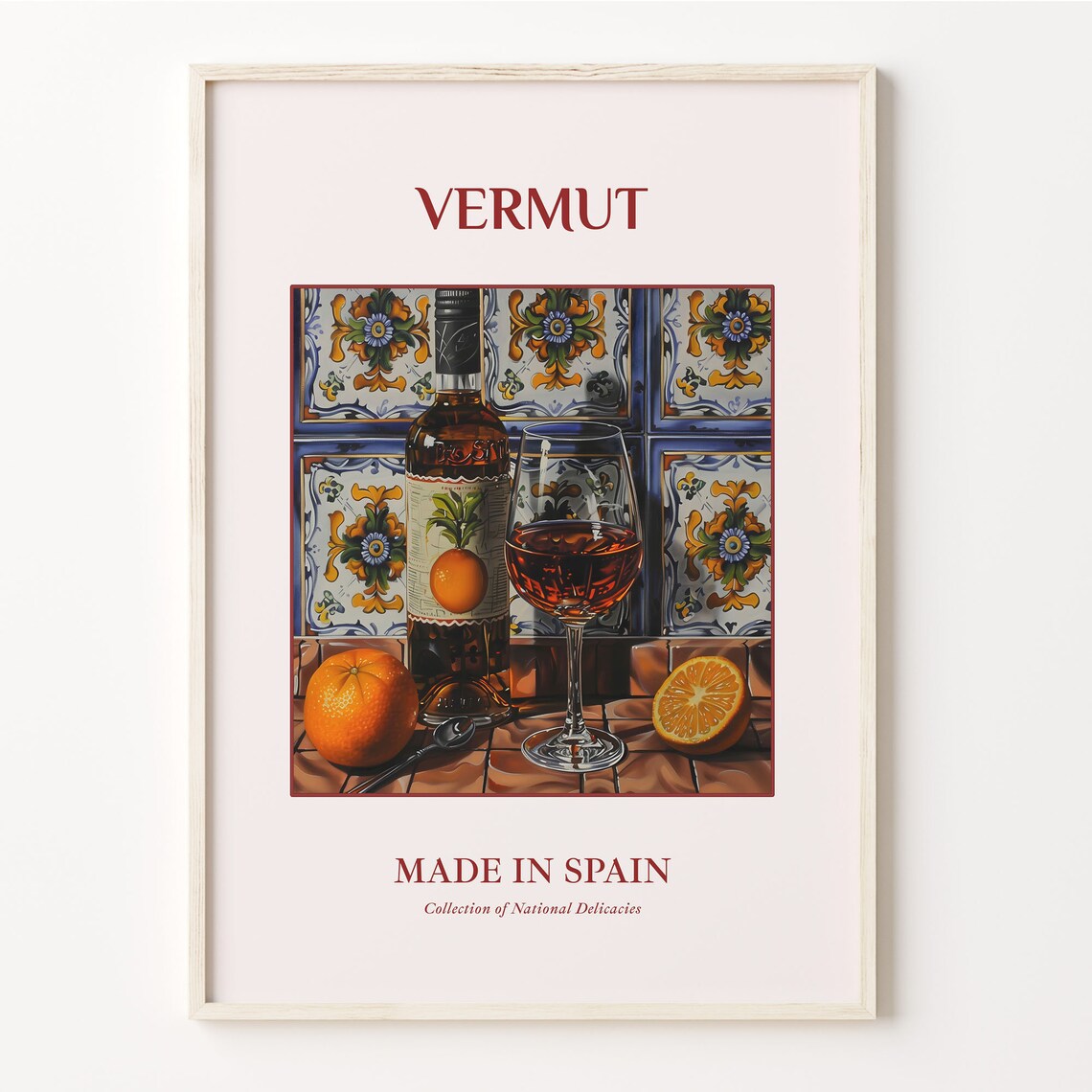 Vermut Spanish Aperitif Bottle Maiolica Tile Bar Art Wall Poster