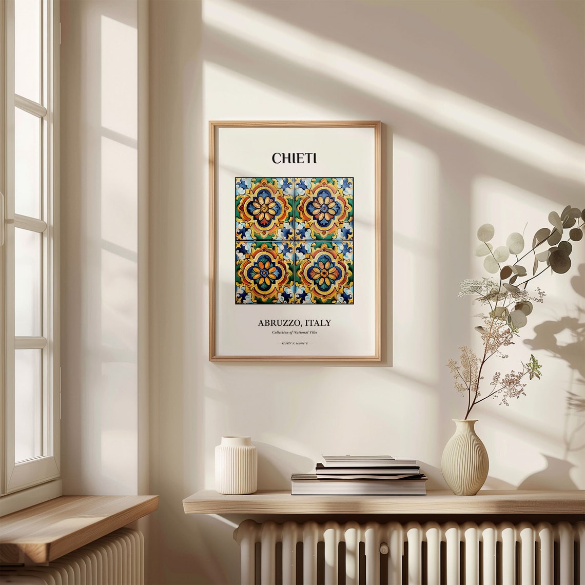 Chieti Abruzzo Italy Tile Poster with Four Floral Medallions - Image 3