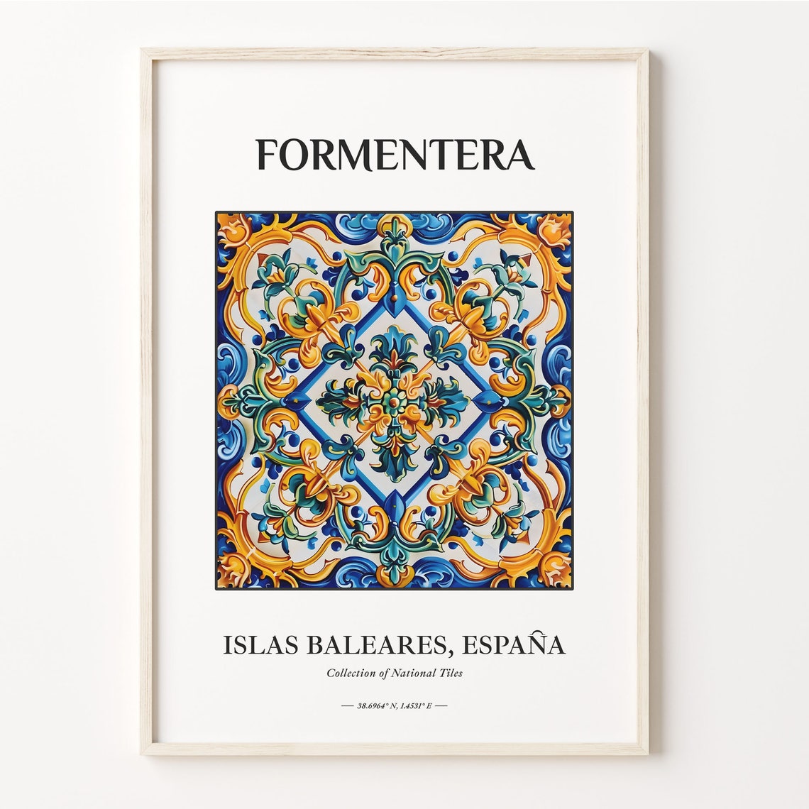 Formentera Spain Colorful Diamond Medallion Ceramic Tile Poster