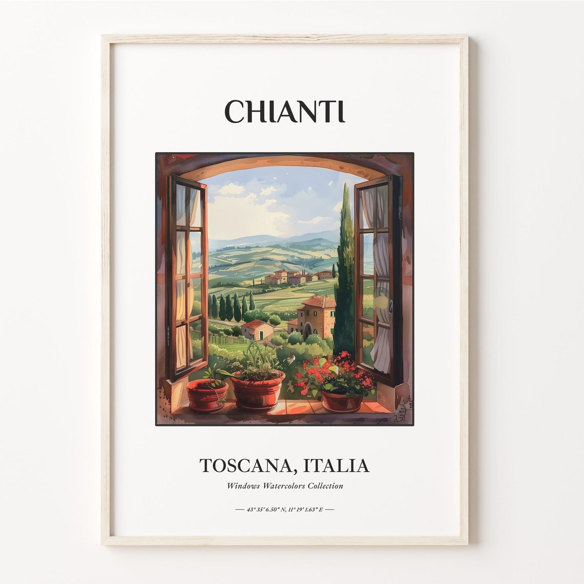 Chianti Tuscany Window View Cypress Hills Farmhouse Art Poster