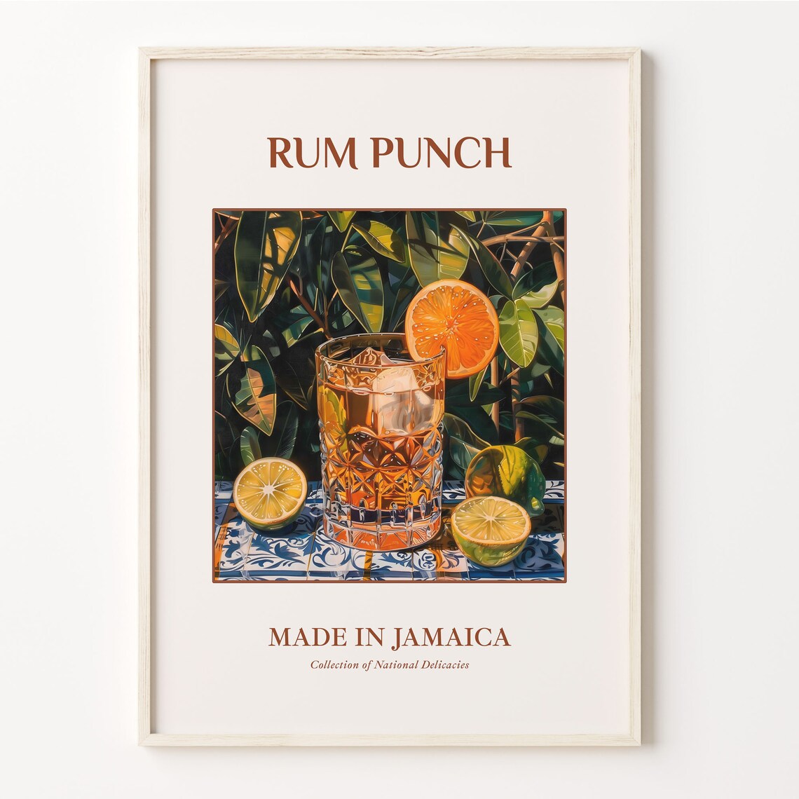 Rum Punch Jamaican Cocktail Maiolica Tile Kitchen Bar Poster
