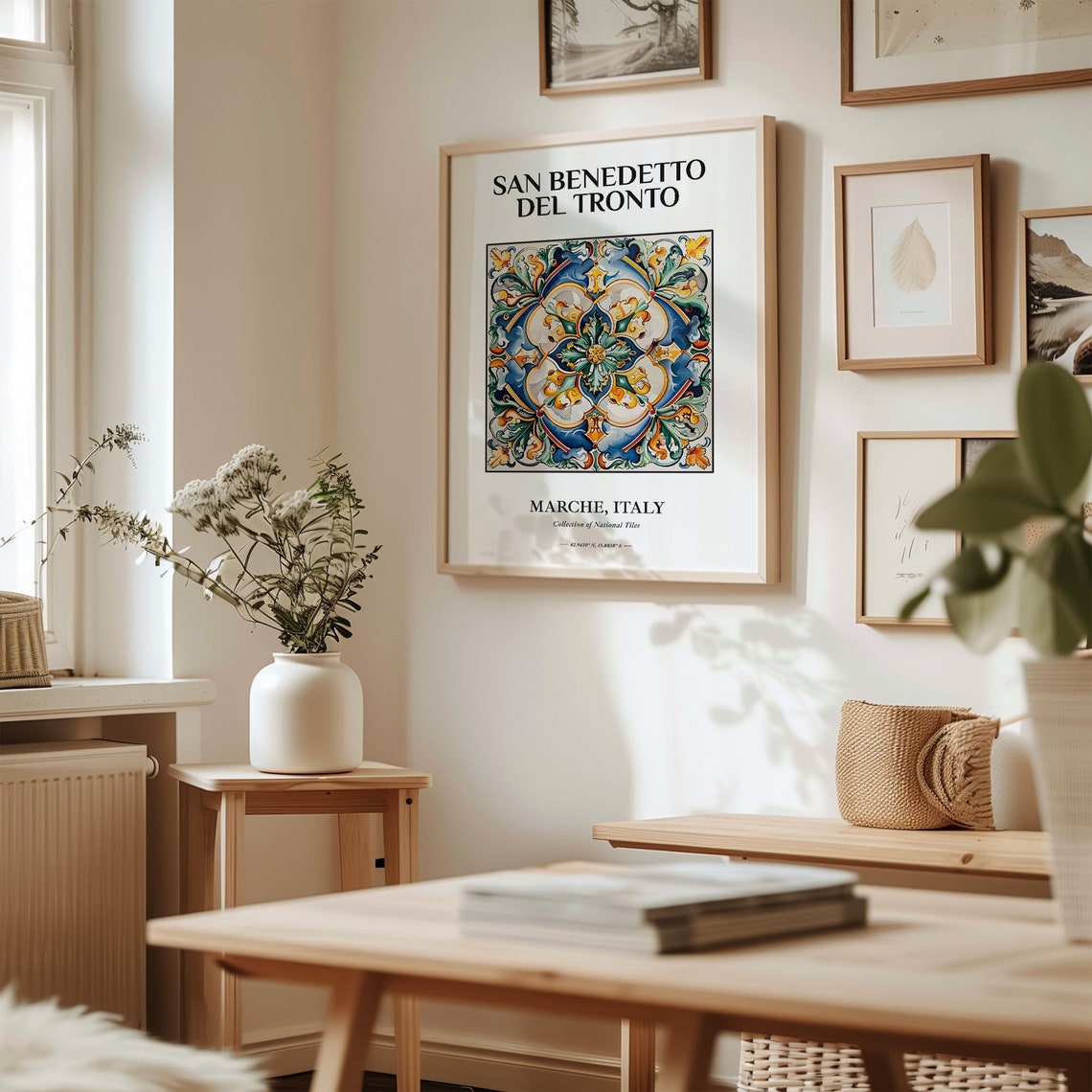 San Benedetto del Tronto Marche Italy Maiolica Tile Pattern Poster - Image 2