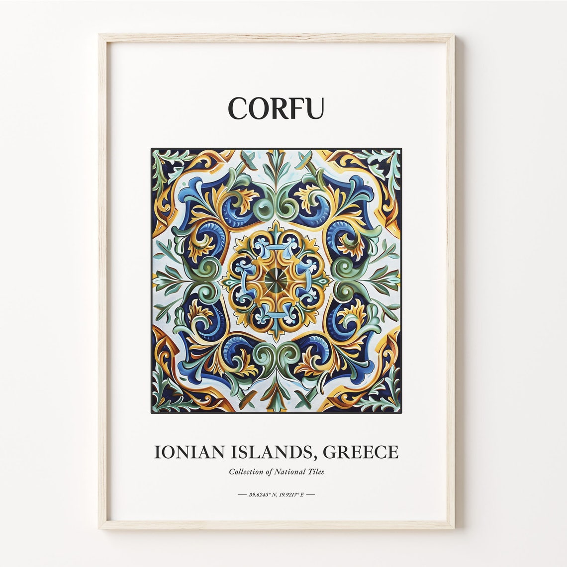 Corfu Ionian Islands Greece Ornate Tile Pattern Decor Poster